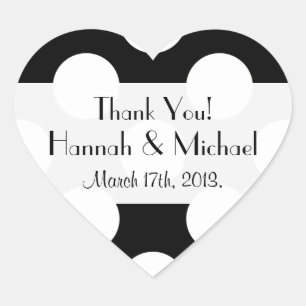 Black and White Polka Dots, Polka Dot, Wedding Heart Sticker
