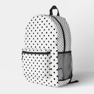 Black and white polka dots printed backpack