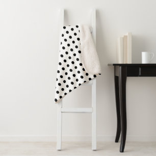 Black and White Polka Dots Sherpa Blanket