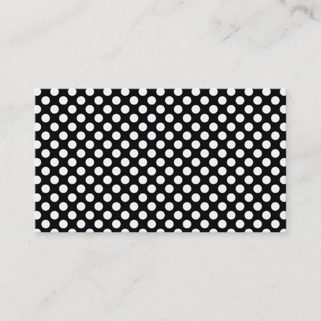 Black and white polka dots simple business cards, card (Front)