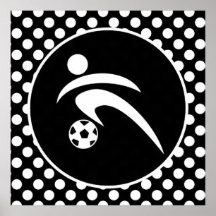 Black and White Polka Dots; Soccer Poster