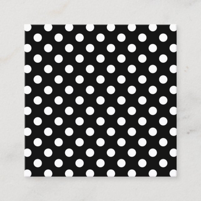 Black and White Polka Dots Square Business Card (Front)