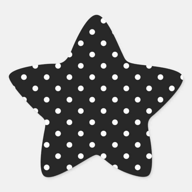 Black and white Polka Dots Star Sticker (Front)