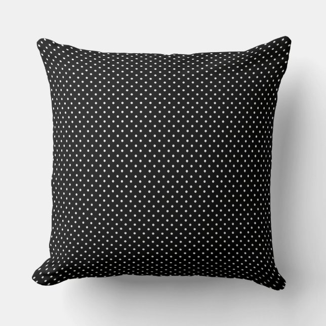 Black And White Polka Dots Throw Pillow (Front)