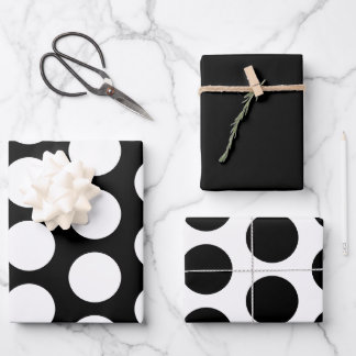 Black and White Polka Dots Wrapping Paper Sheet