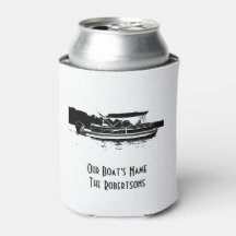 Black and White Pontoon Boat Can Cooler