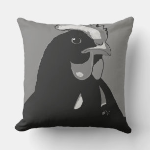 Black and White Pop Art Chicken Pillow