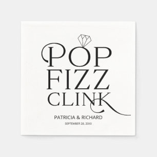 Black And White Pop Fizz Clink Engagement Party Napkin