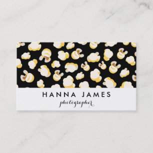 Black and White Popcorn Pattern Personalised Business Card