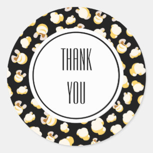 Black and White Popcorn Pattern Personalised Classic Round Sticker