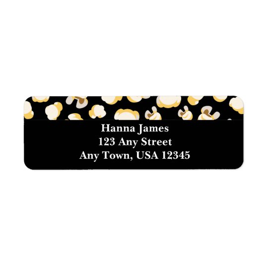 Black and White Popcorn Pattern Personalised Return Address Label