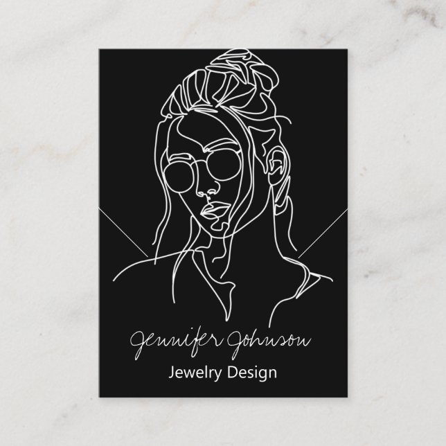 Black and White Portrait Necklace Display Card (Front)