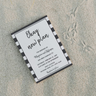 Black and White Postponed Wedding Postcard