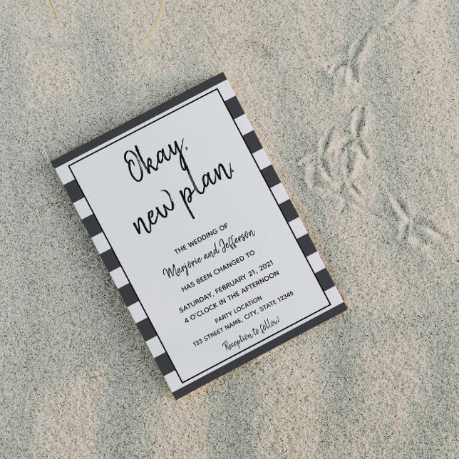 Black and White Postponed Wedding Postcard (Creator Uploaded)