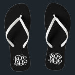 Black and White Preppy Script Monogram Thongs<br><div class="desc">PLEASE CONTACT ME BEFORE ORDERING WITH YOUR MONOGRAM INITIALS IN THIS ORDER: FIRST, LAST, MIDDLE. I will customise your monogram and email you the link to order. Please wait to purchase until after I have sent you the link with your customised design. Cute preppy flip flip sandals personalised with a...</div>