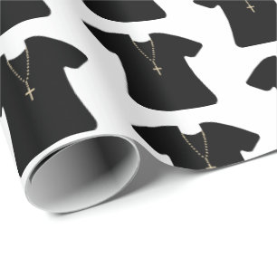 Black and White Priest or Pastor's Uniform Wrapping Paper