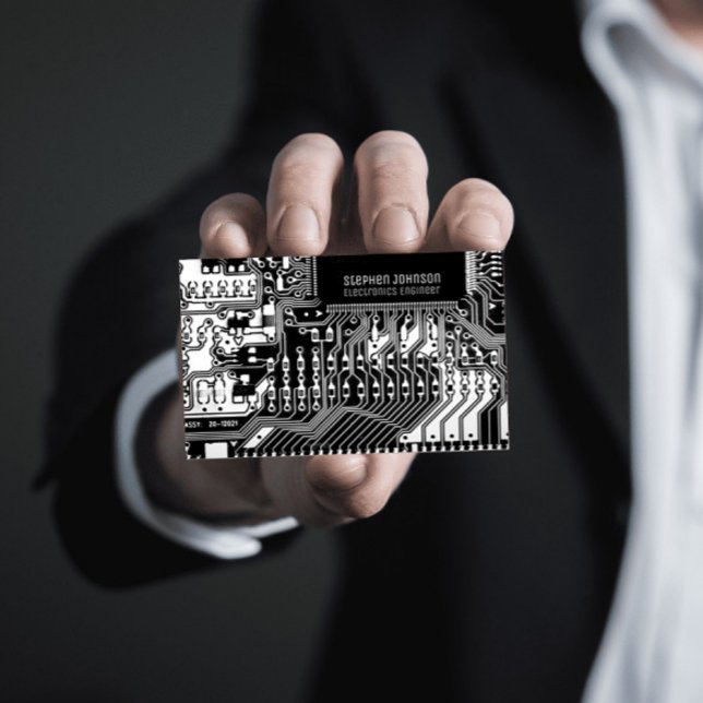 Black and White printed circuit board engineering Business Card (Creator Uploaded)