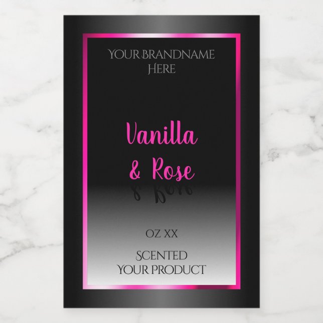 Black and White Product Label Glamourous Pink Fram (Single Label)