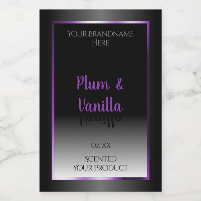 Black and White Product Label Purple Shimmer Frame (Single Label)