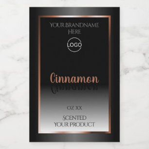 Black and White Product Label Rose Gold Frame Logo