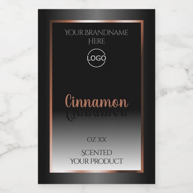 Black and White Product Label Rose Gold Frame Logo (Single Label)