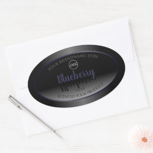Black and White Product Labels Blue Frame Add Logo