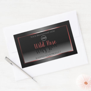 Black and White Product Labels Burgundy Frame Logo