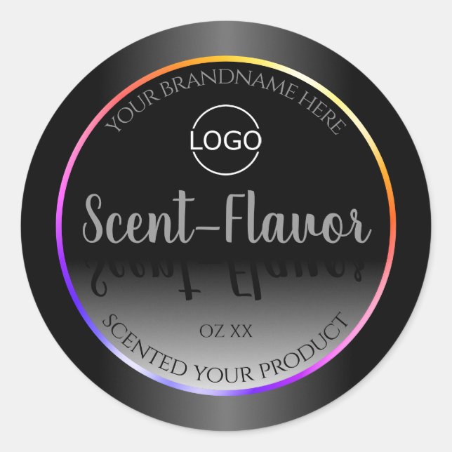 Black and White Product Labels Colourful Frame Log (Front)