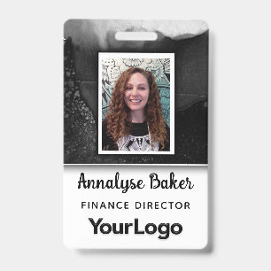 Black and White Professional CNA Nurse Photo Name ID Badge