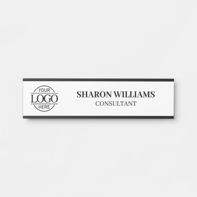 Black and White Professional Custom Business Logo Door Sign (Front)