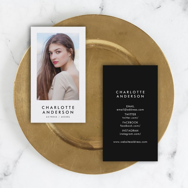 Black and White Profile Headshot Photo Business Card (Creator Uploaded)