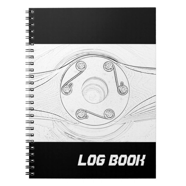 Black and White Propeller Flight Log Book (Front)