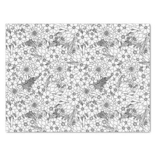 Black And White Protea Wildflower Garden Tissue Paper