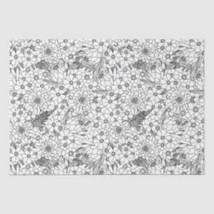 Black And White Protea Wildflower Garden Tissue Paper