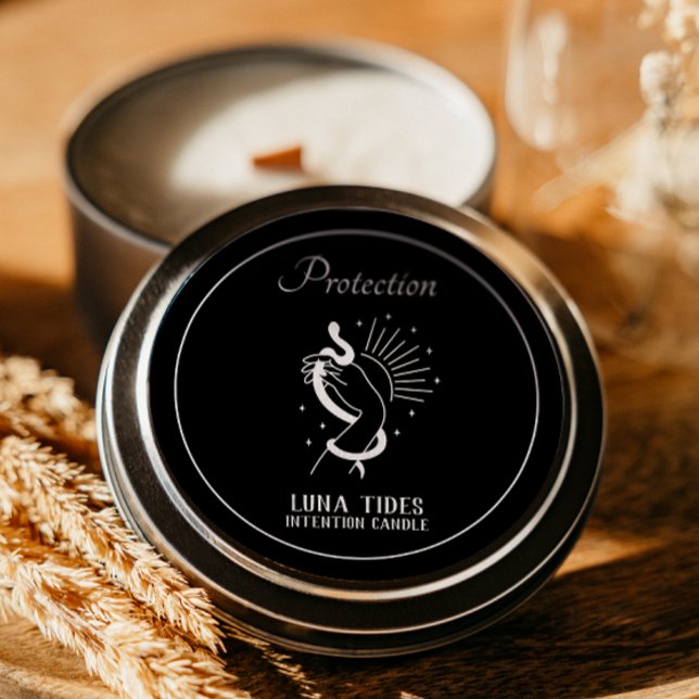 Black And White Protection Intention Candle Label (Creator Uploaded)