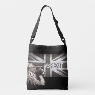 Black and White Proud Lion Union Jack #Brexit Crossbody Bag