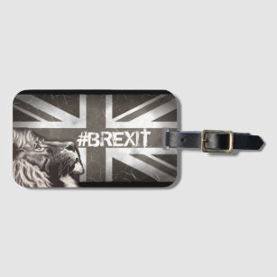 Black and White Proud Lion Union Jack #Brexit Luggage Tag