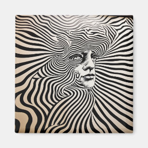 Black and White Psychedelic Designs Magnet