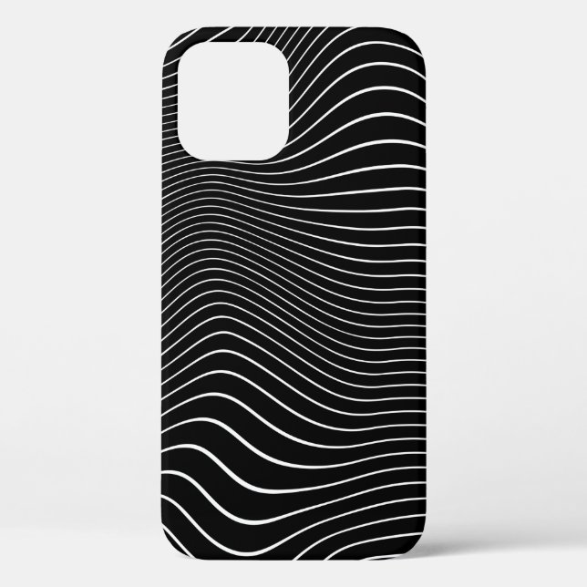 Black and white Psychedelic Linear Wavy Background Case-Mate iPhone Case (Back)