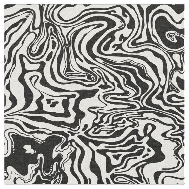 Black and white Psychedelic oil spill fabric (Close Up)