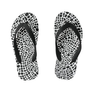 Black And White Psychedelic Oragnic Skin Pattern Kid's Thongs