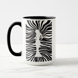 Black and White Psychedelic Woman Silhouette Tripp Mug