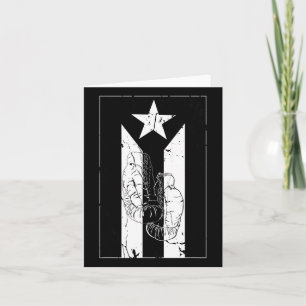 Black And White Puerto Rico Flag With Boxing Glove Card