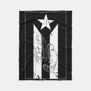 Black And White Puerto Rico Flag With Boxing Glove Fleece Blanket
