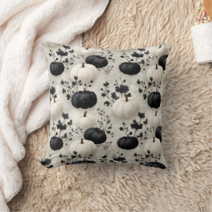 Black and White Pumpkin Fall Design Cushion
