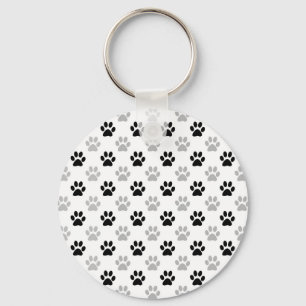Black and white puppy paw prints key ring