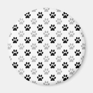 Black and white puppy paw prints magnet