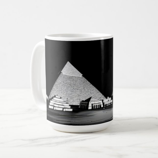 Black and White Pyramids Coffee Mug (Front Left)
