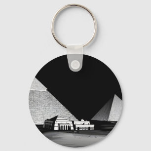 Black and White Pyramids Key Ring