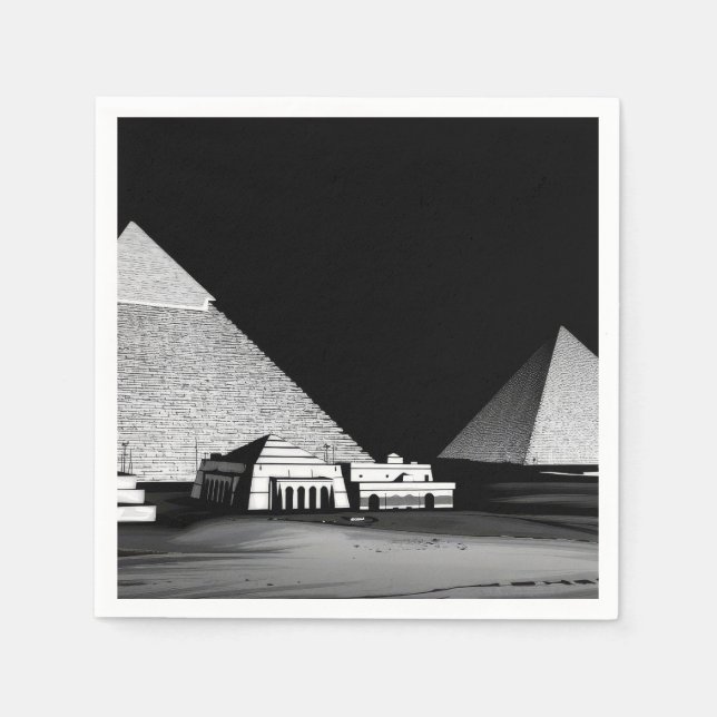 Black and White Pyramids Napkin (Front)